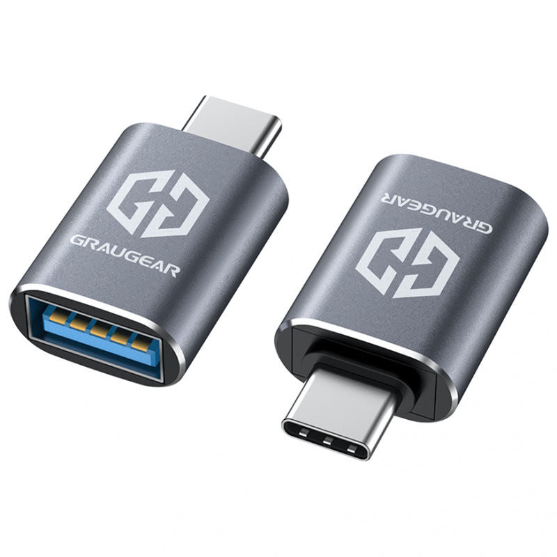 Graugear USB-C til USB-A adapter USB 3.1 Gen.2 10 Gbps grå bakside