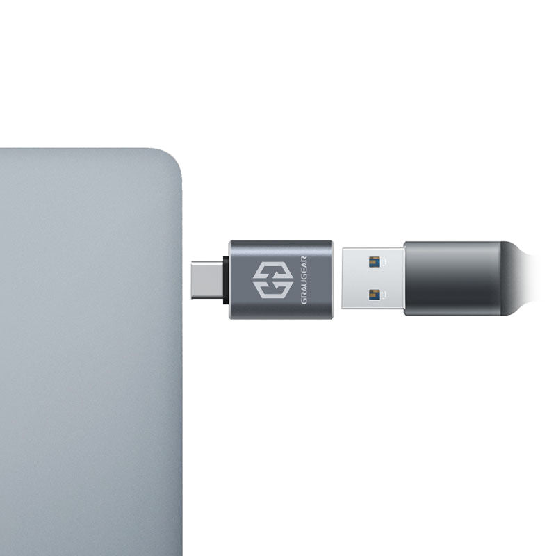 Detalj av Graugear USB-C til USB-A adapter USB 3.1 Gen.2 10 Gbps grå