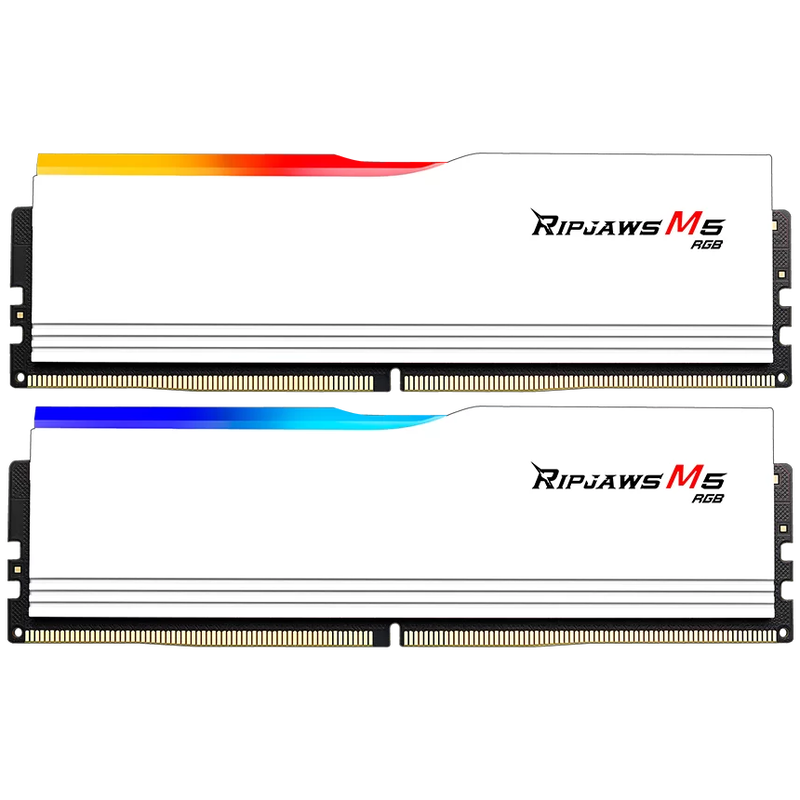 G.Skill Ripjaws M5 RGB DDR5-5200 CL40 RAM 96 GB hvit bakside