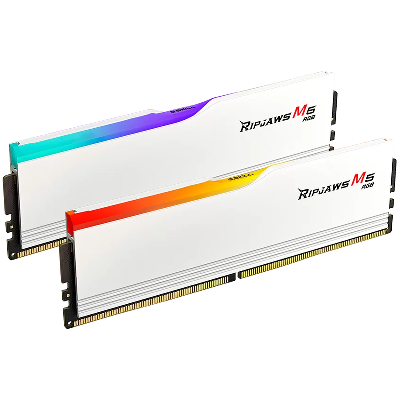 G.Skill Ripjaws M5 RGB DDR5-5200 CL40 RAM 96 GB hvit forfra