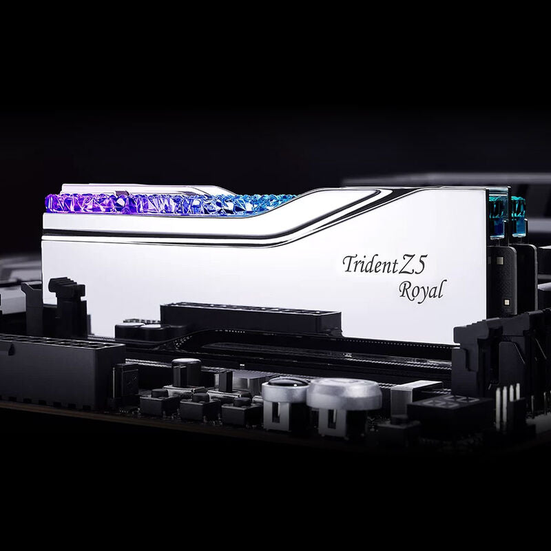 Montert G.Skill Trident Z5 Royal DDR5-6400 CL32 RAM 64 GB RGB sølv i PC