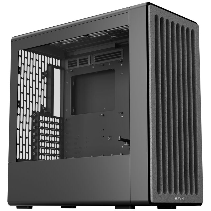 HAVN BF 360 kabinett midtårn E-ATX herdet glass svart forfra