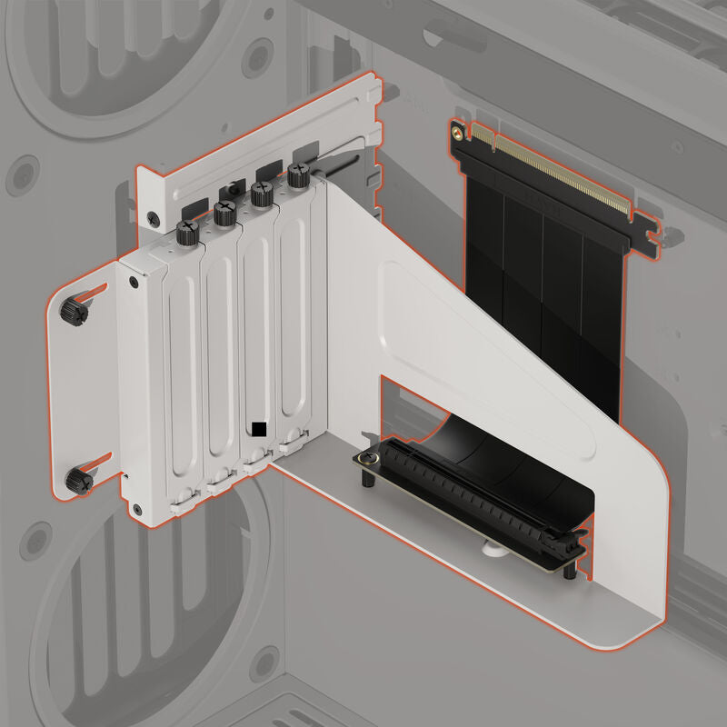 Detaljbilde av HAVN HS 420 vertikal GPU-støtte hvit PCIe 5.0