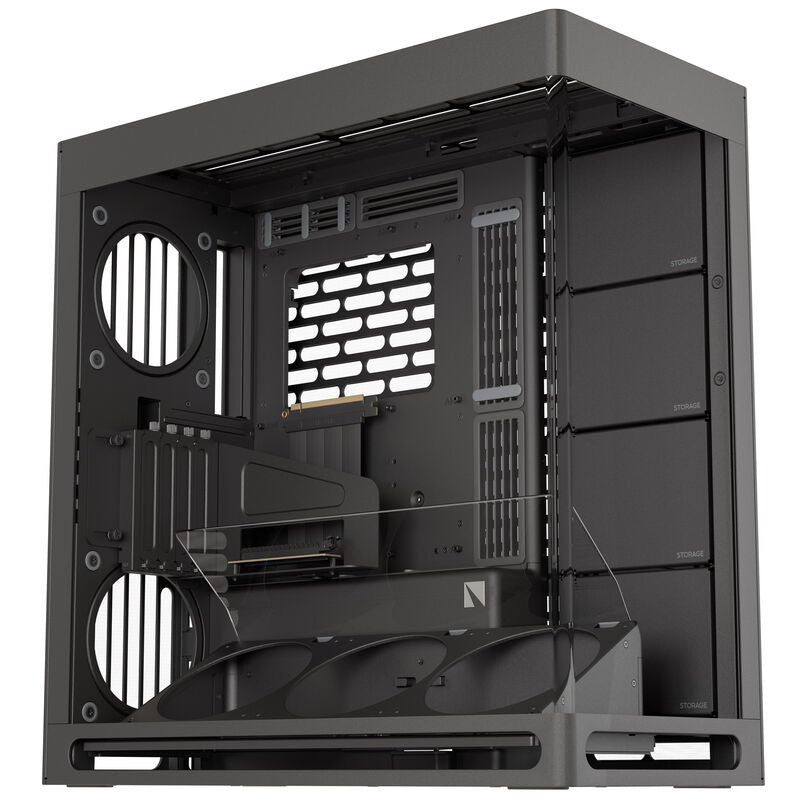 HAVN HS 420 VGPU kabinett midtårn E-ATX PCIe 5.0 riser hvit forfra