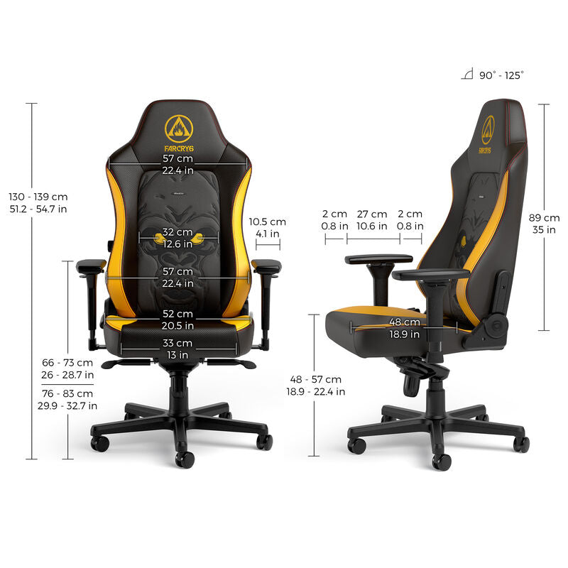 nærbilde av sete og rygg noblechairs HERO gamingstol Far Cry 6 Special Edition