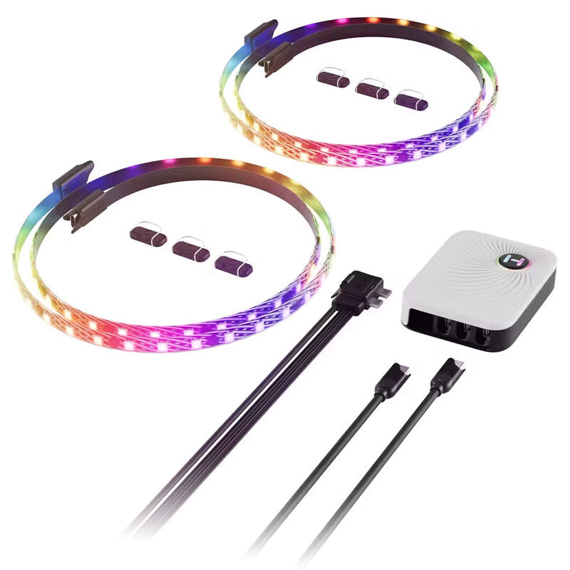 Hyte LS30 LED-strip 2-pakning med NP50-kontroller RGB forfra