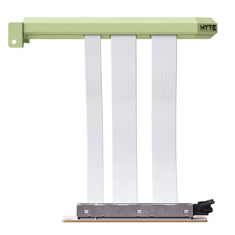 Nærbilde av HYTE PCIe 5.0 Hyper riserkabel 200 mm Matcha Milk kontakt
