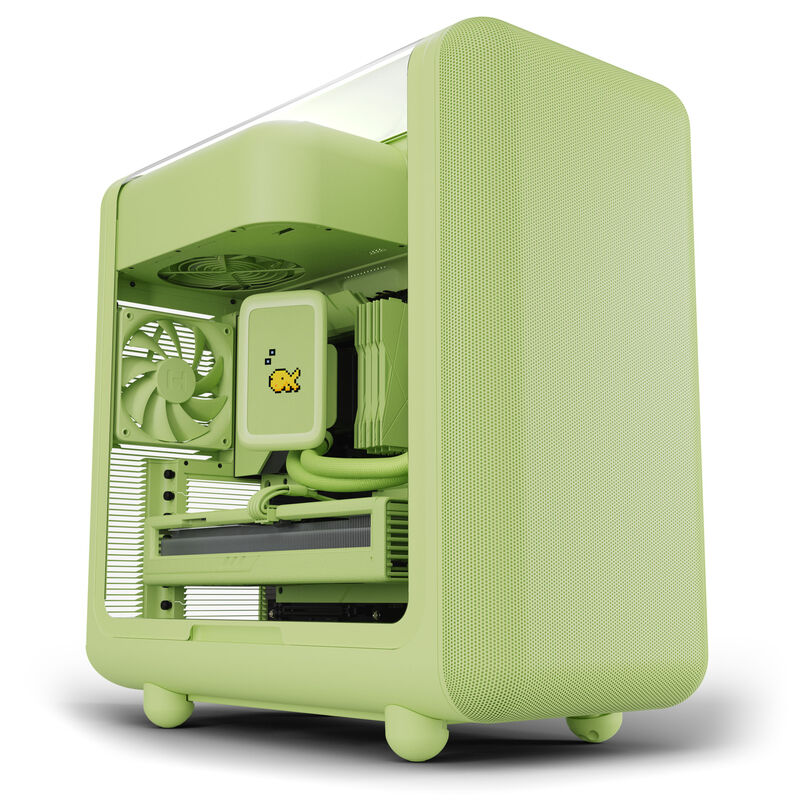 HYTE X50 kabinett midtårn E-ATX Matcha Milk bakside