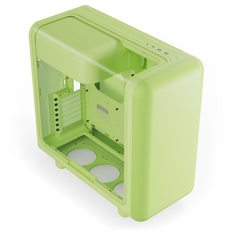 Detalj av magnetisk kabelstyring i HYTE X50 kabinett midtårn E-ATX Matcha Milk