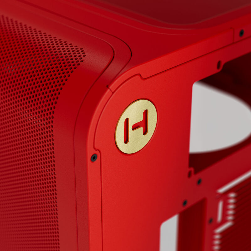 Sidepanel med mesh-innsats på HYTE X50 kabinett midtårn E-ATX Wild Cherry