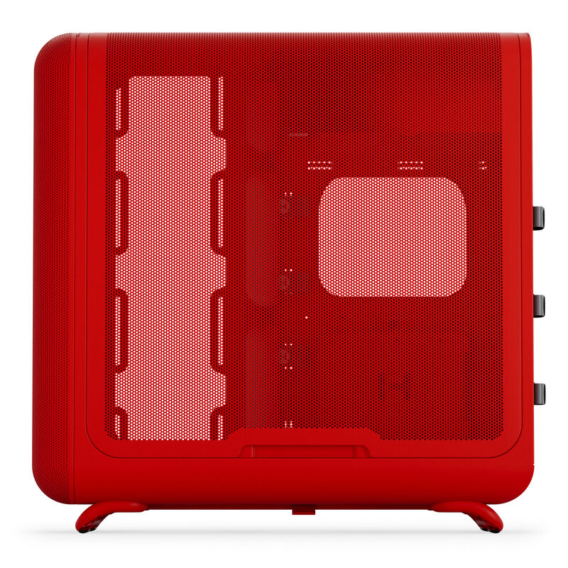 USB-C og USB-A porter på HYTE X50 kabinett midtårn E-ATX Wild Cherry