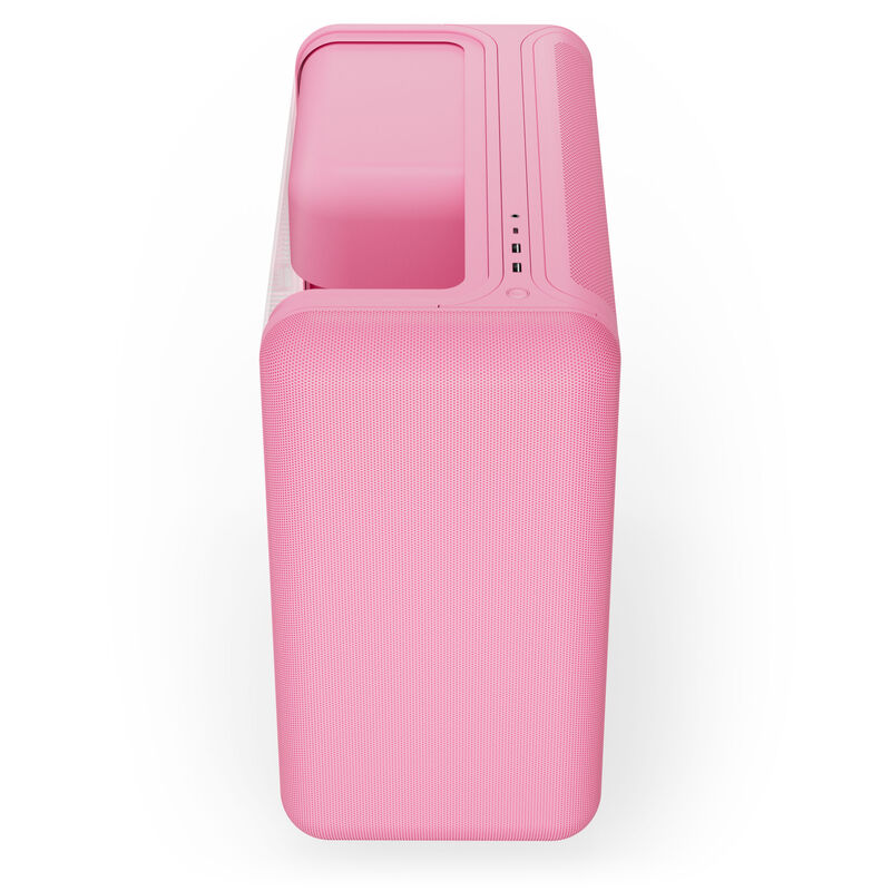 Montert PC i HYTE X50 kabinett midtårn E-ATX herdet glass Strawberry Milk