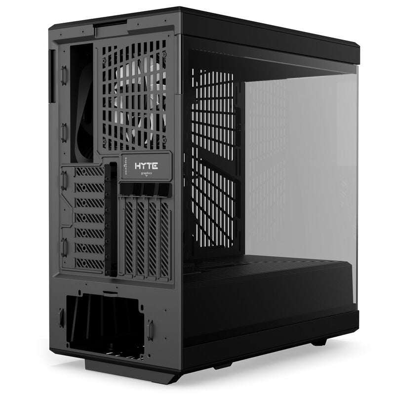 Hyte Y40 kabinett midtårn herdet glass PCIe 4.0 riser svart montert med komponenter