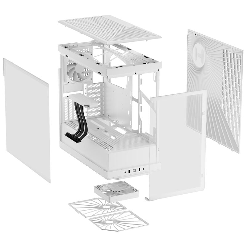 Hyte Y40 kabinett midtårn herdet glass Snow White med PCIe 4.0 riserkabel