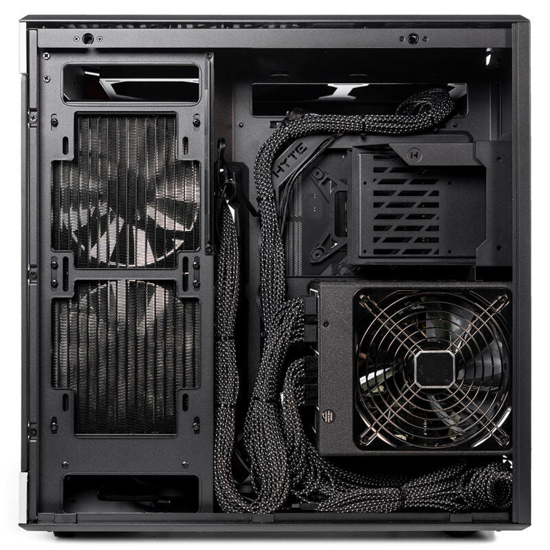 Frontpanel og porter på Hyte Y60 kabinett midtårn herdet glass svart/hvit