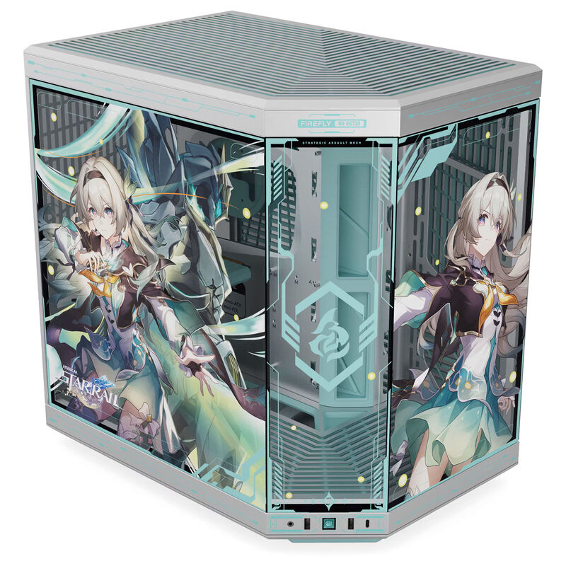 HYTE Y70 Firefly Japan Edition kabinett bakside og tilkoblinger