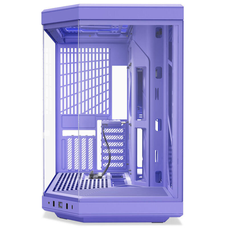Hyte Y70 kabinett midtårn E-ATX herdet glass Taro Milk bakside