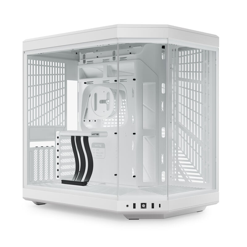 Hyte Y70 kabinett midtårn E-ATX herdet glass hvit forfra