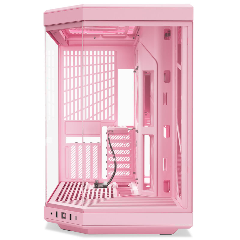Hyte Y70 kabinett midtårn E-ATX herdet glass Strawberry Milk bakside