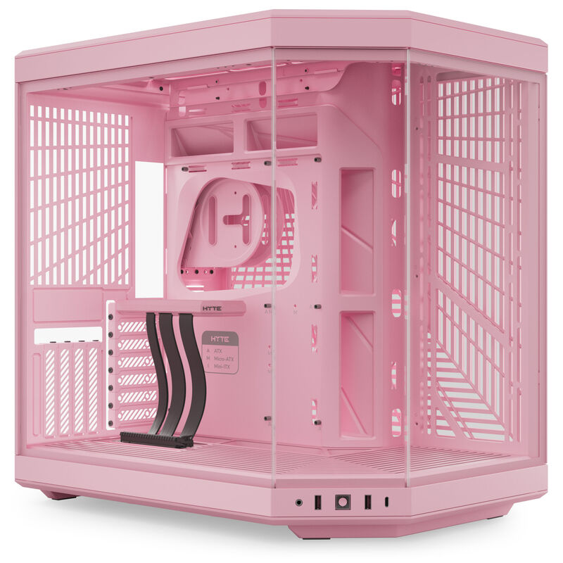 Hyte Y70 kabinett midtårn E-ATX herdet glass Strawberry Milk forside