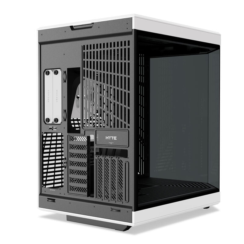 Montert Hyte Y70 kabinett midtårn ATX herdet glass svart/hvit med komponenter
