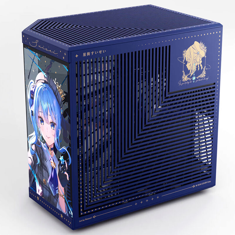 HYTE Y70 Suisei Edition kabinett midtårn E-ATX blå montert PC