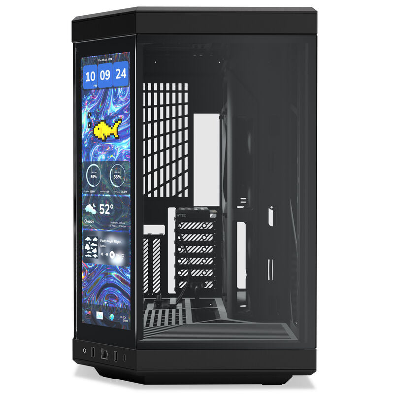 Detaljbilde av tempered glass på Hyte Y70 Touch Infinite