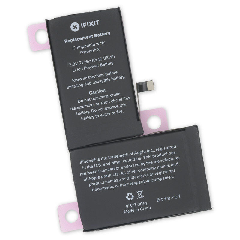 iFixit iPhone X Battery Fix Kit 2716 mAh Li-Ion bakside