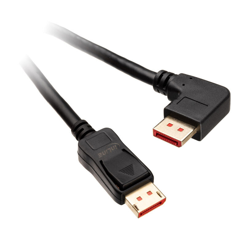 InLine 8K DisplayPort 1.4 kabel vinklet høyre 1 m svart forfra