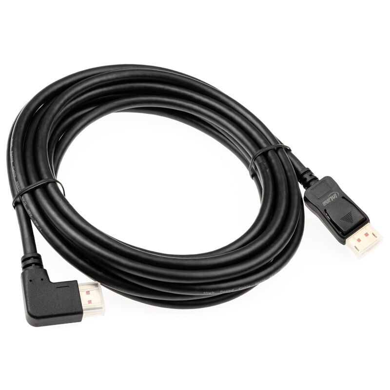 Bakside av InLine 8K DisplayPort 1.4 kabel vinklet høyre svart 5 m