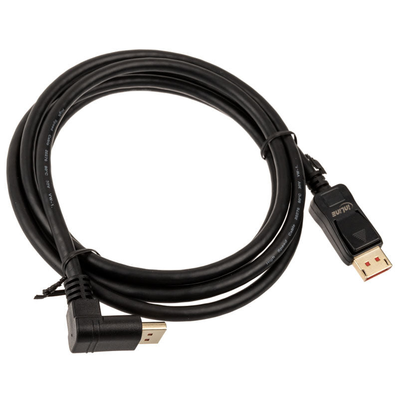 InLine 8K DisplayPort 1.4 kabel vinklet ned 2 m svart bakside