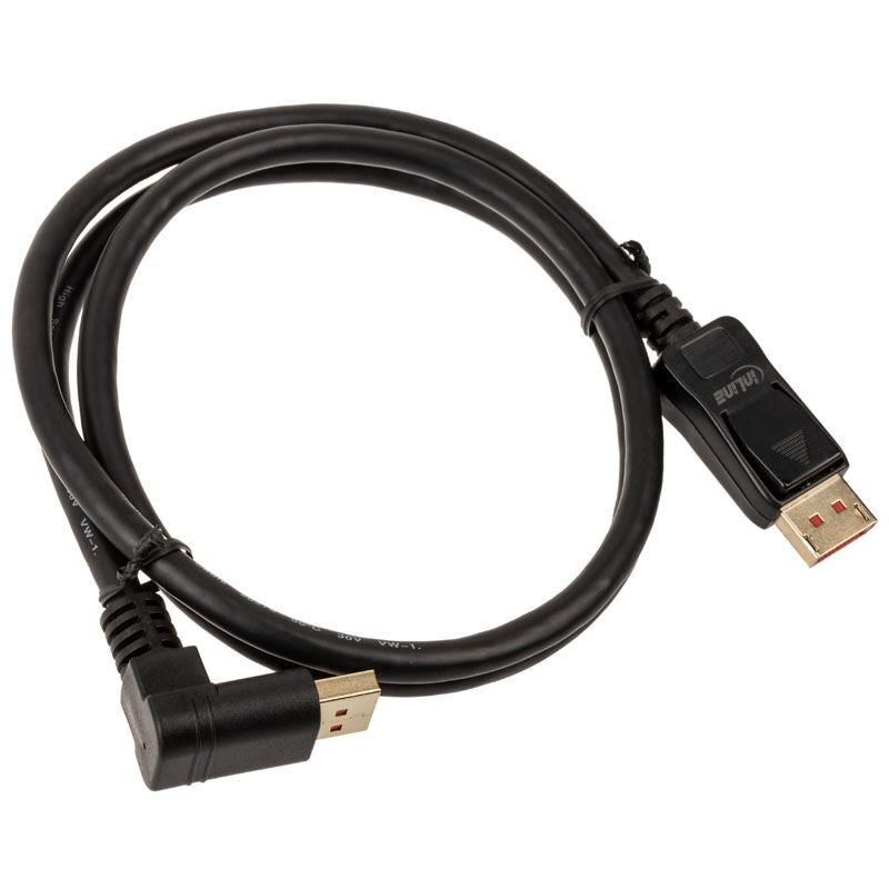 InLine 8K DisplayPort 1.4 kabel vinklet opp svart 1 m detalj