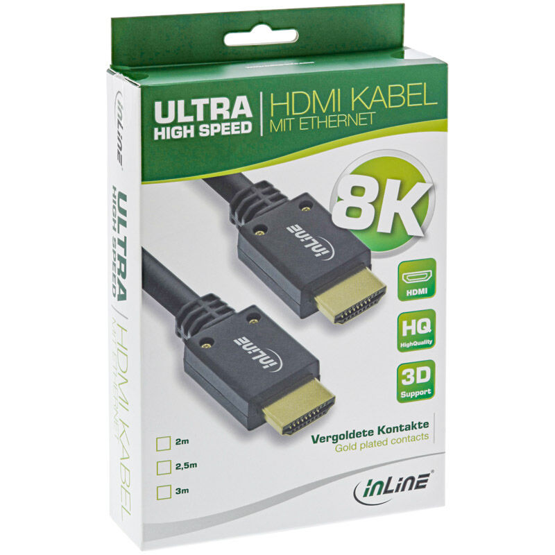 InLine 8K4K Ultra High Speed HDMI-kabel svart 2 m bakside