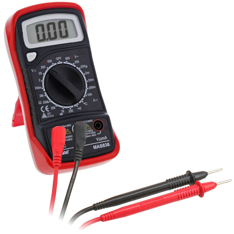 InLine digitalt multimeter med temperatursensor LCD forfra