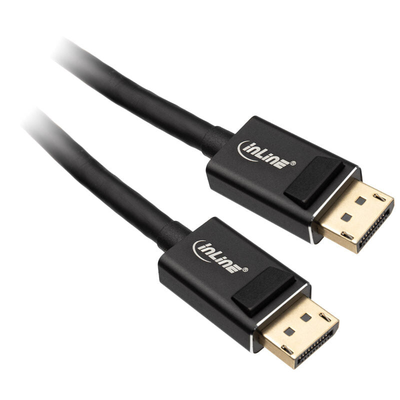 InLine DisplayPort 2.0 kabel 8K UHBR svart 2 m forfra