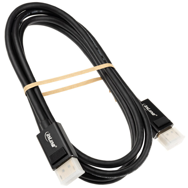 InLine DisplayPort 2.0 kabel 8K UHBR svart 2 m nærbilde av kontakt