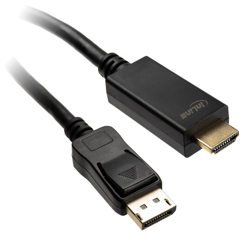 InLine DisplayPort til HDMI konverterkabel 4K/60Hz svart 5 m forfra