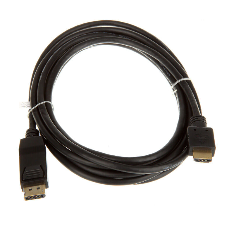 InLine DisplayPort til HDMI konverterkabel svart 3 m nærbilde av plugg