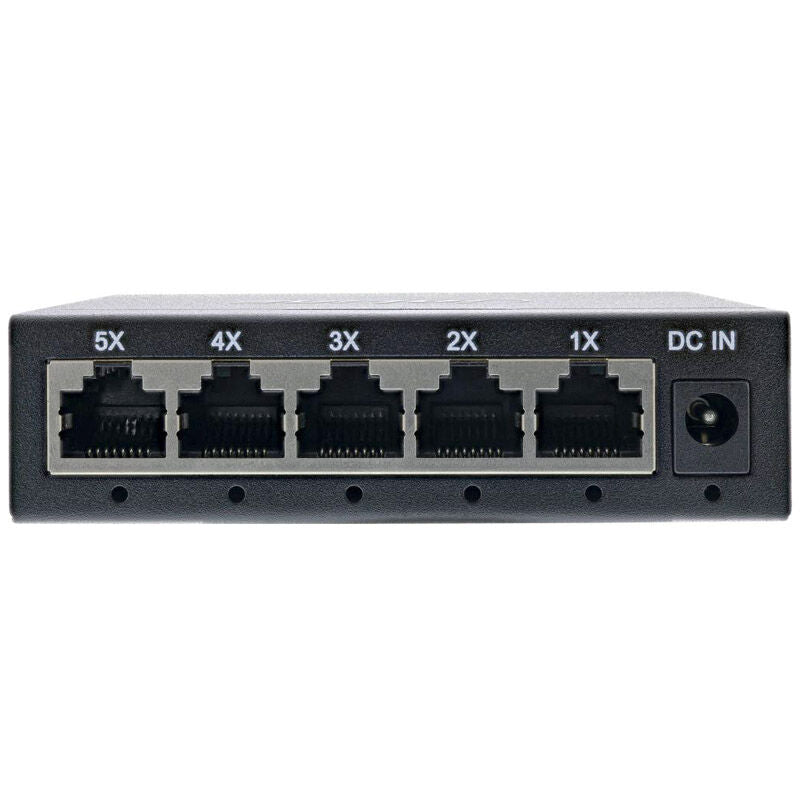 InLine Gigabit nettverkssvitsj 5-port 1 Gbps vifteløs nærbilde av porter