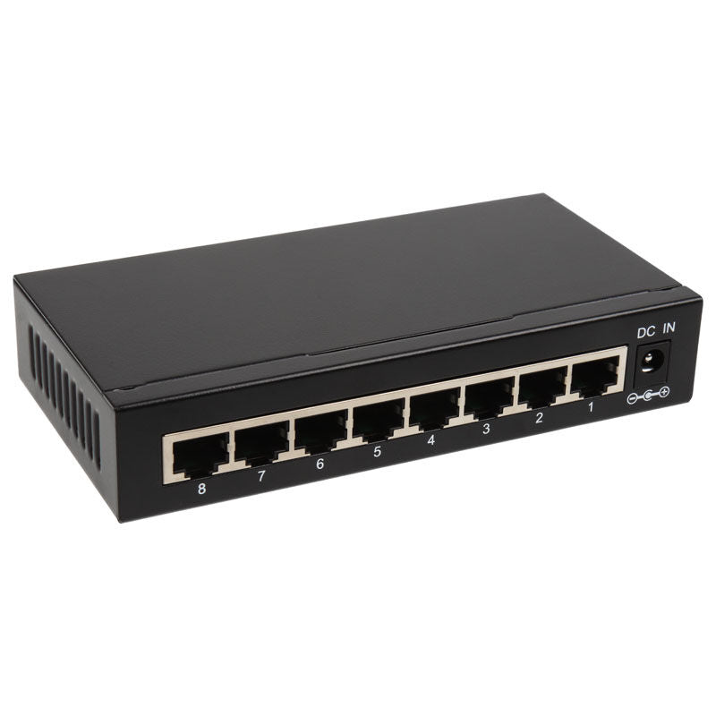 Bakside av InLine Gigabit nettverkssvitsj 8-port 1 Gbit/s vifteløs med porter