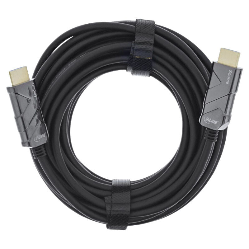 Bakside av InLine HDMI 8K4K AOC optisk kabel 20 m HDMI 2.1 svart