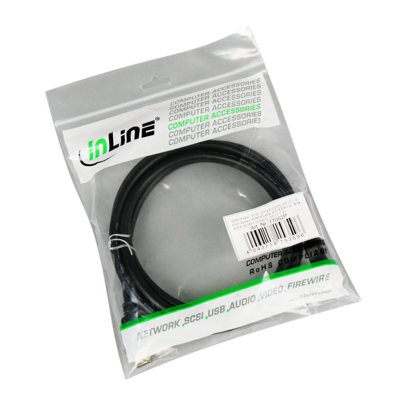 Detaljbilde av InLine HDMI-kabel High Speed med Ethernet svart 2 m kontakt
