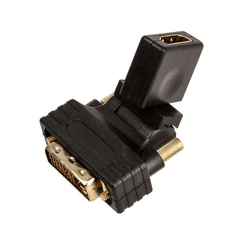 InLine HDMI til DVI adapter fleksibel vinkel svart nærbilde av fleksibelt ledd