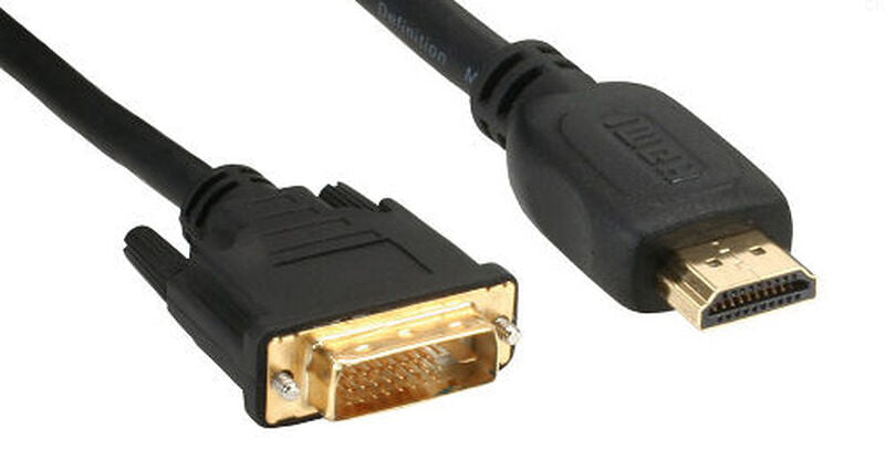 InLine HDMI til DVI adapterkabel gullbelagt svart 2 m forfra