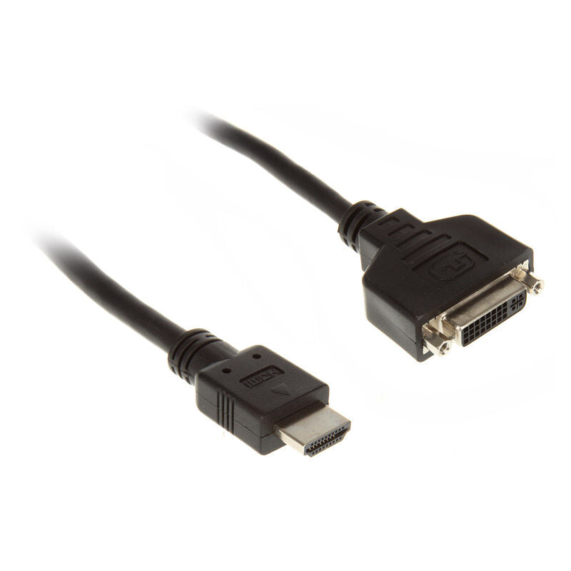 InLine HDMI til DVI hunnkontakt adapterkabel 0,2 m svart forfra