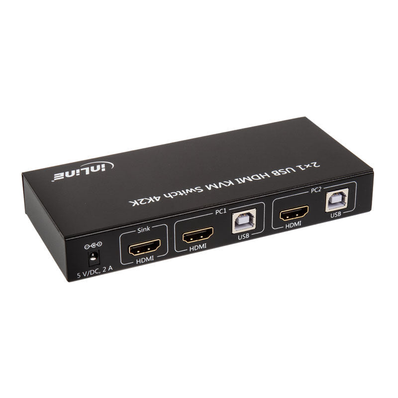 InLine KVM Switch 2-port HDMI 4K USB med lyd bakside
