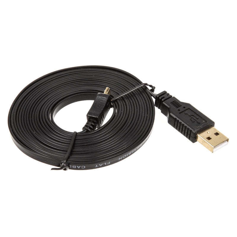 InLine Micro-USB 2.0 flatkabel USB-A til Micro-B svart 3 m nærbilde av kontakter
