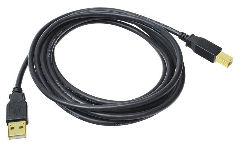InLine USB 2.0 kabel A til B gullbelagt svart 10 m nærbilde av kontakt
