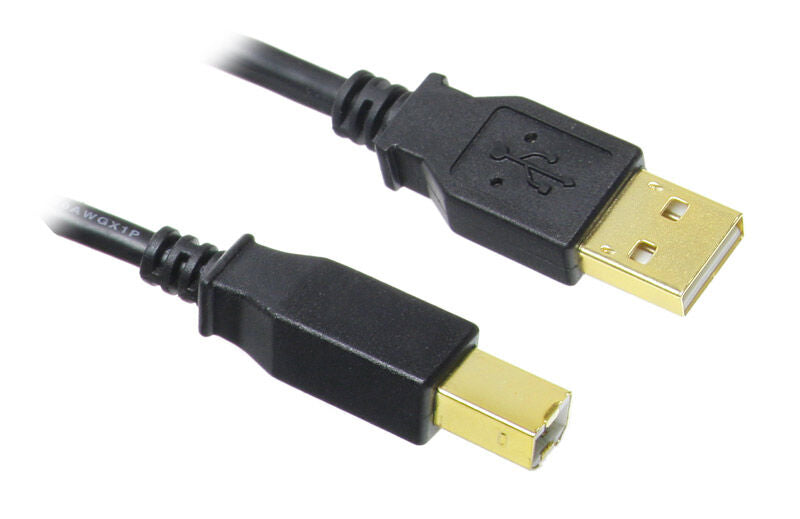 InLine USB 2.0 kabel A til B gullbelagt svart 1 m forfra