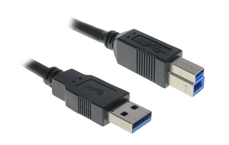 InLine USB 3.0 kabel A til B svart 3 m forfra